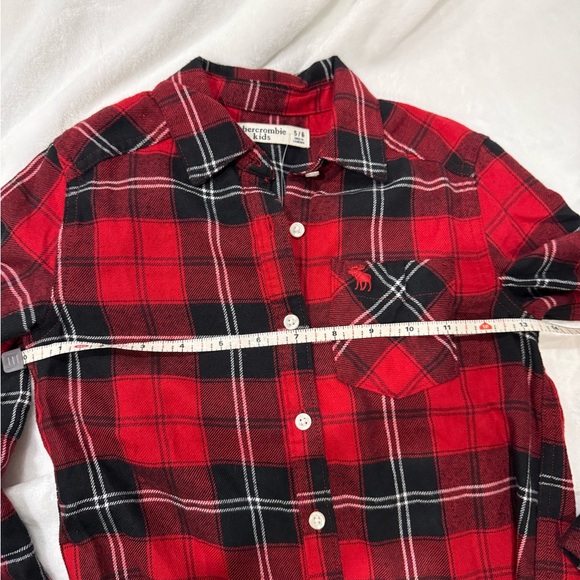Abercrombie Kids Red Plaid Flannel Button-Up Shirt Size 5/6 Classic Top - Picture 4 of 11